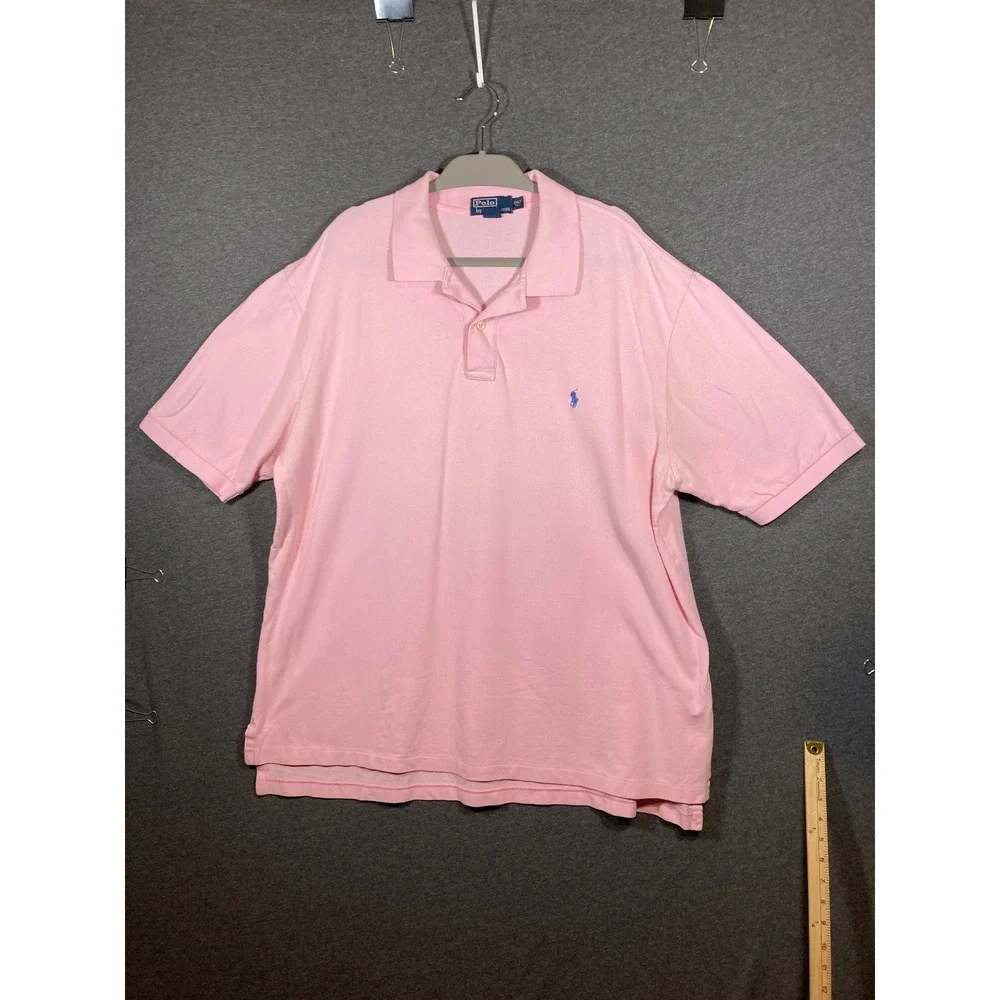 Polo Ralph Lauren Mens 2XLT Tall Pink Short Sleeve Pique Cotton Polo Shirt Logo